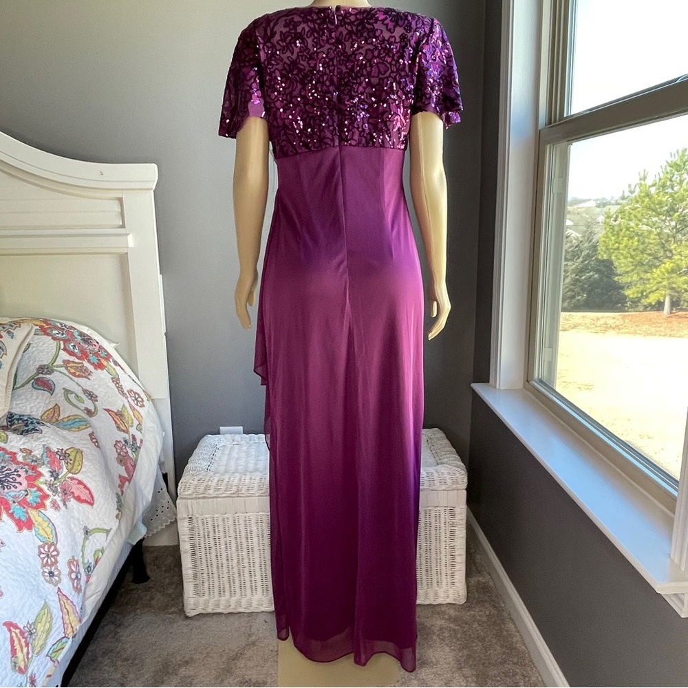 Alex Evenings Stretch Sequin Bodice Empire Waist Long Dress 8196771 - Picture 7 of 10